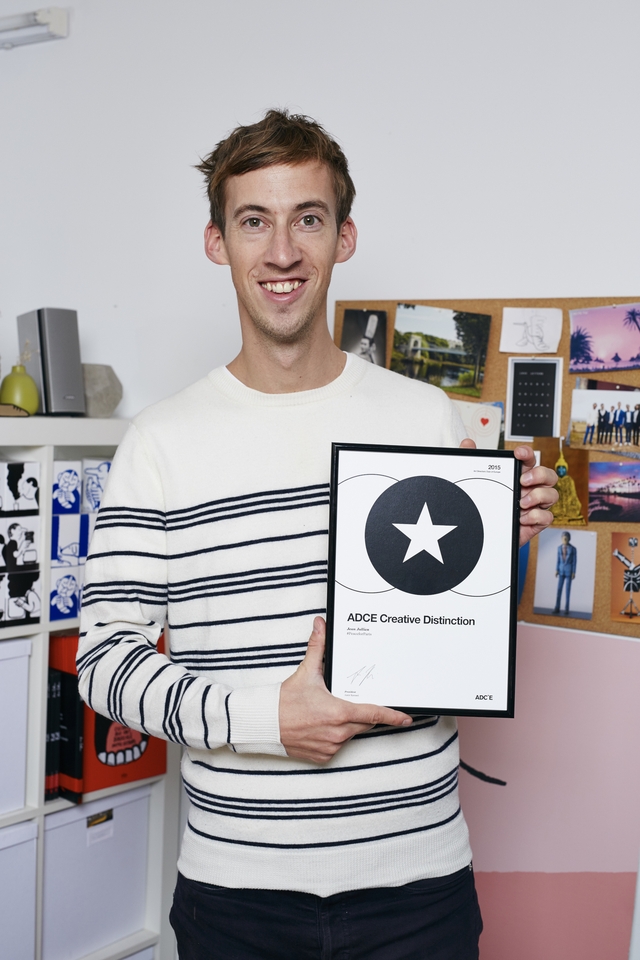 Jean Jullien with the ADCE Creative Distinction Award Jean Jullien with the ADCE Creative Distinction Award. Photo by Duncan Nicholls.jpg